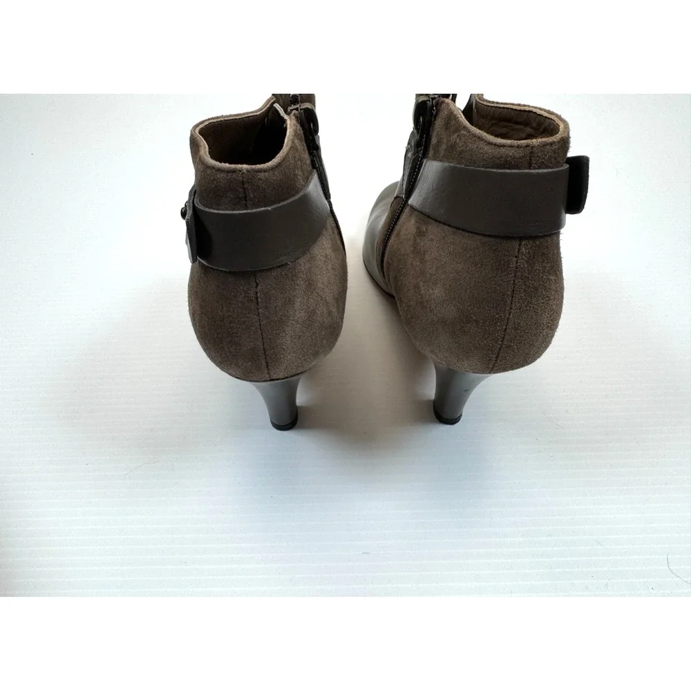 Anyi Lu Vanessa Bootie Womens 37 US 7 Suede Leather Buckled Zip Closure Stitello